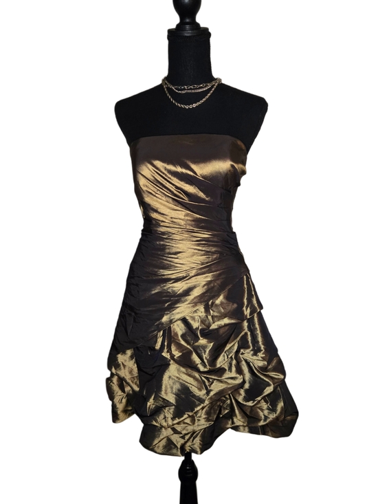Onyx Nite Dresses & Skirts - Y2k Strapless Metallic Bronze Cocktail Dress